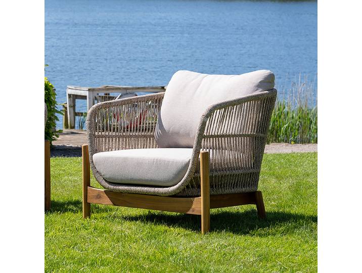 Fauteuil lounge Terracina 86 x 72 x 79cm Beige/Marron