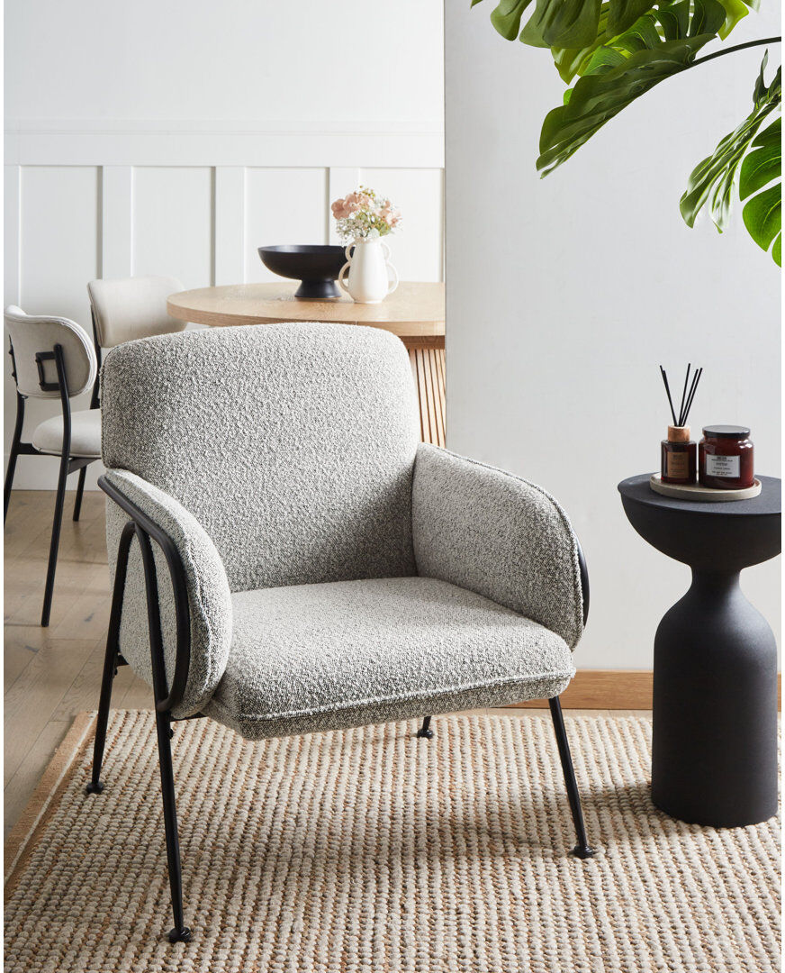 George Oliver Armchair TRYSNES Fabric Light Grey 84cm H X 69cm W X 77cm D