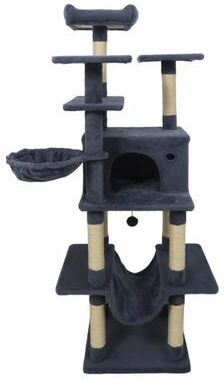 "Costway Large Cat Tree for Indoor Cats 63"" Tall Cat Tower-Dark Gray"