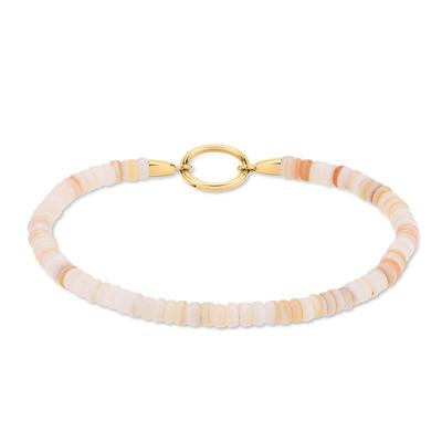 Charm-Armband TAMARIS "Schmuck Geschenk Edelstahl Armkette All About Beads", gold (gelbgoldfarben, weiß, beige, natur, weiß, beige, natur), Armbänder, Damen, 18,5cm, Edelstahl, Charm-Armband, mit Naturstein