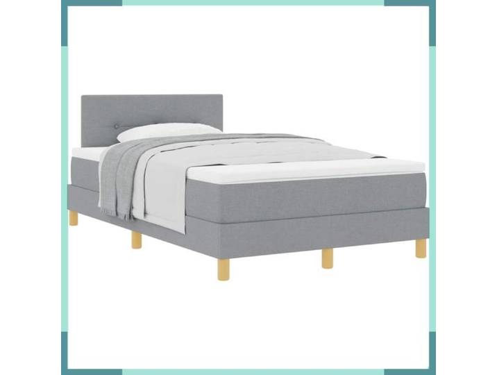 FHE Lit à ressorts avec coussin - Tissu - Réglable - Renforcé - Gris clair - 120x190 cm