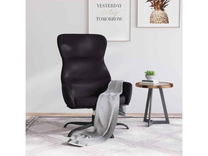 YUTAASU Black Faux Leather Recliner Chair with Armrests 360-Degree Swivel, Sturdy Metal Frame, Thick Padding, Living Room Seating