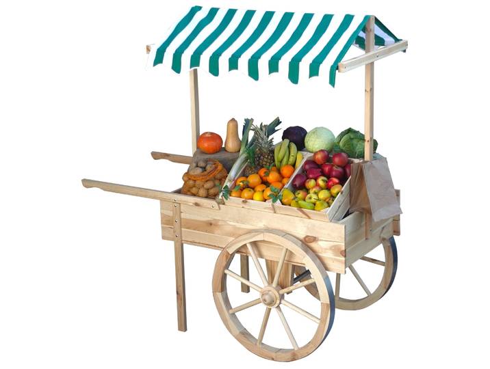 Transportkarren PROMADINO Marktwagen , beige (natur), B:82cm H:187cm, Holzwerkstoff, Transportwagen, Transportkarren, B/T/H: 173/82/187 cm