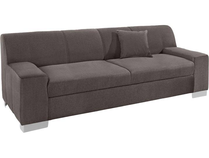 2,5-Sitzer DOMO COLLECTION Bero, elegant und zeitlos, kubisch, flache Armlehnen, Breite 212cm , grau (stone), B:212cm H:74cm T:85cm, Feinstruktur (100% Polyester);Luxus-Microfaser (100% Polyester);Zierkissen: Im jeweiligen Bezugsstoff;Struktur fein (100% Polyester), Sofas, 2 5-Sitzer, fester Sitzkomfort