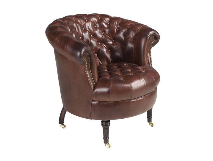 Angel Cerda Chester-Sessel 5202 aus cognacbraunem Rindsleder, Cognac, Holz, Echtholz,Nussbaum, Mode, Füllung: Polyurethan (PUR),Polyurethan (PUR),Polyurethan (Pur), Freiform,Freiform, 87x79x83 cm, Wohnzimmer, Sessel, Chesterfield-Sessel