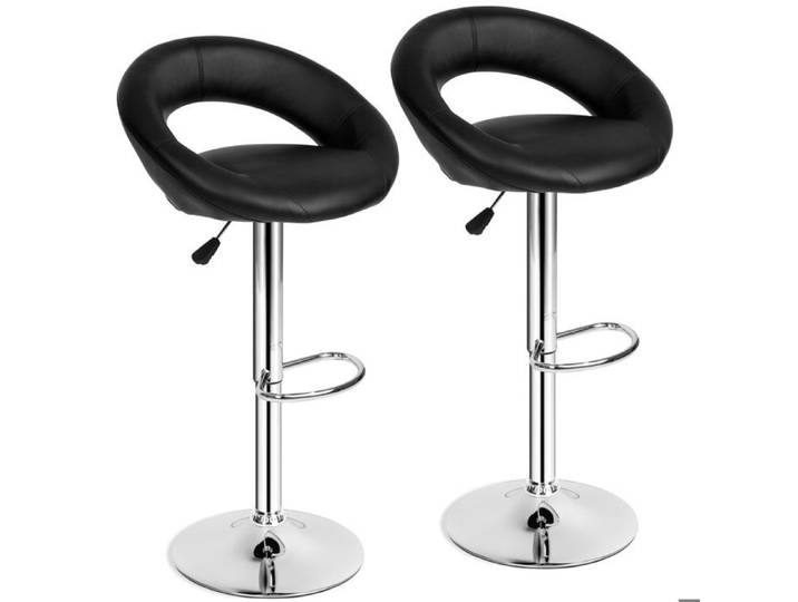 Tabouret de bar - TECTAKE - Lot de 2 tabourets CHRISTIAN en acier chromé et hauteur d'assise 63 - 83 cm - Noir