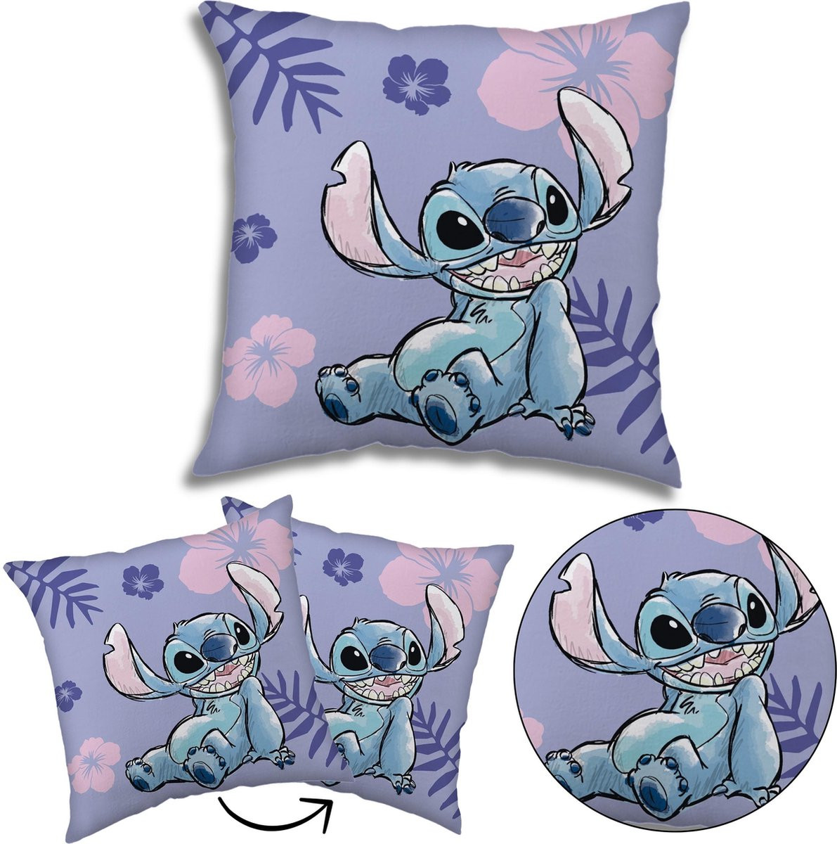 Disney Stitch Sierkussen Paars Vierkant 40 x 40 cm