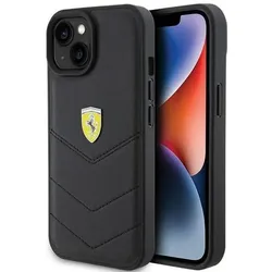 Ferrari FEHCP15SRDUK iPhone 15 6.1" czarny/black hardcase Quilted Metal Logo (Apple iPhone 15), Smartphone Hülle, Schwarz