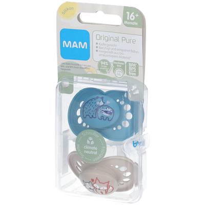 MAM Original Pure Siliconen Fopspeen Blauw - Ecru vanaf 16 Maanden 2 St Sauger