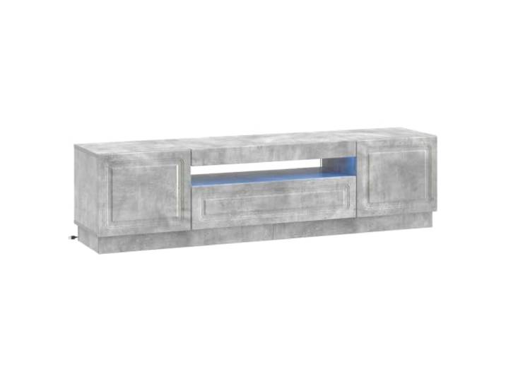 KTHLBRH TV-Schrank mit LED, Grau, Beton, aus Holz, modernes Design Technisches Holz, feuchtigkeitsbeständig, flexible LED-Leuchten, schlankes Design, umkehrbare Türen 90 °