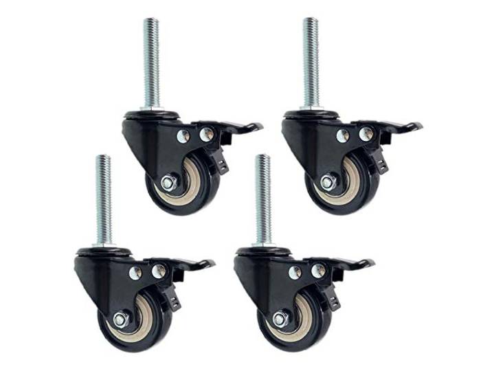 Lenkrollen Mit Gewindeschaft PU 4er-Pack Doppelt Gelagert Tragkraft 150kg Doppelt Gelagert, 150kg, Verschiedene Größen, 4er-Pack, Möbel, Regal, Werkstatt, Lager, Rollwagen(Brake,M8)