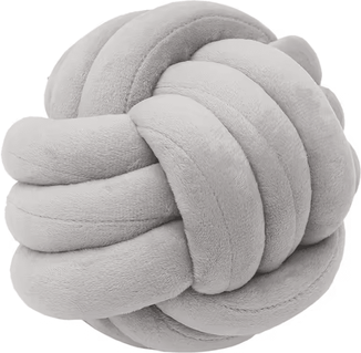 Uplift Curations KnotCuddle 8x8 Inch Knotted Ball Throw Pillow Ultra Soft Hand Woven Plush Cushion For Sofa & Bedroom light Grey