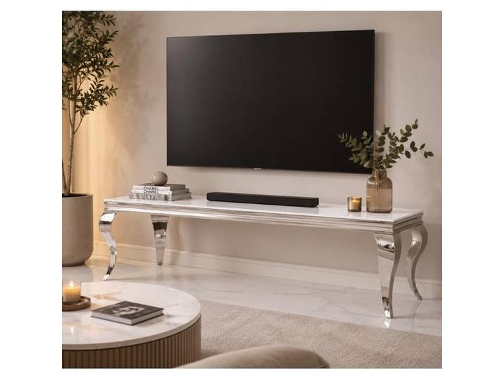 Meuble TV BAROQUE Chrome 160x45x45 cm