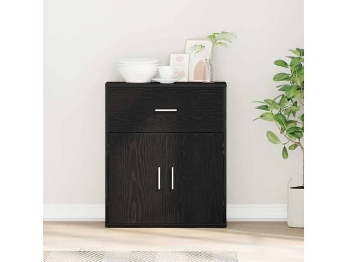 WXGTBKPR Sideboard, Kommode mit Schubladen, Holzwerkstoff, Schwarz Stauraum für Esszimmer, Minimalistisches Design, Robuste Konstruktion