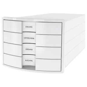 Han Schubladenbox 1012-12, Impuls, A4, 4 Fächer, Kunststoff, geschlossen, weiß