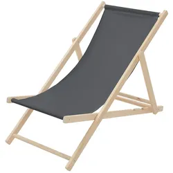 ECD Germany Liegestuhl klappbar Anthrazit, Holz, verstellbare Rückenlehne mit 3 Liegepositionen, bis 120 kg, Gartenliege Sonnenliege Relaxliege