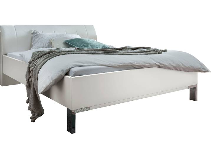 Futonbett WIEMANN Monaco, Bettgestell, Bettrahmen, komfortables Polsterkopfteil , weiss (weiß), B:209cm L:218cm, Betten, Futonbett, Polsterkopfteil aus Kunstleder, verschiedene Grössen, in Komforthöhe
