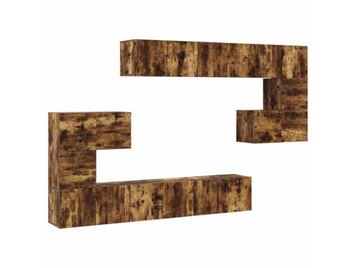 Makastle TV-Schrank Set 10-TLG. Räuchereiche Holzwerkstoff