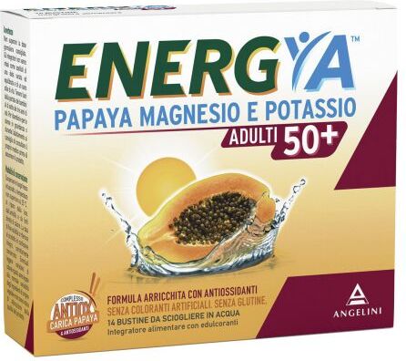 ANGELINI PHARMA ITALIA SpA Energya Papaya Magnesio e Potassio Adulti 50+ Integratori Alimentari - 14 Bustine