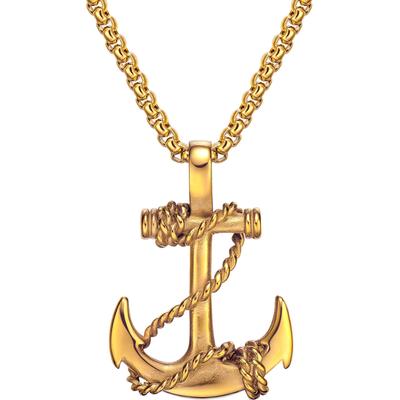 Kette mit Anhänger FIRETTI "Schmuck Geschenk Edelstahl Halsschmuck Halskette Venezianerkette Anker", gold (gelbgoldfarben), Halsketten, Damen, Edelstahl, L: 55