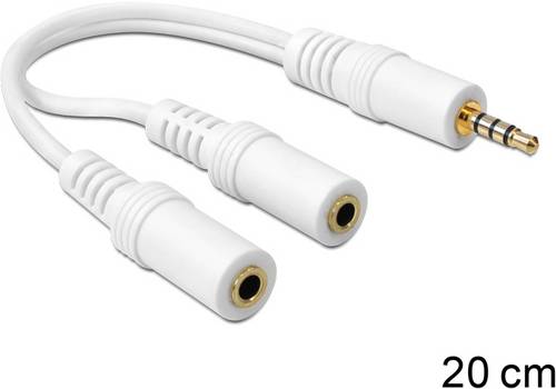 Delock 65447 65447 Klinke Audio Adapter [1x Klinkenbuchse 3.5mm - 2x Klinkenbuchse 3.5 mm] Weiß