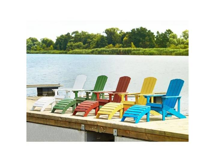 Fauteuil bas de jardin blanc avec repose-pied ADIRONDACK