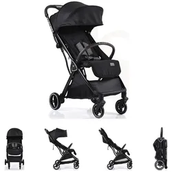 Cangaroo Kinderwagen Buggy easy Fold Alu Sonnendach verstellbar, faltbar, Korb schwarz