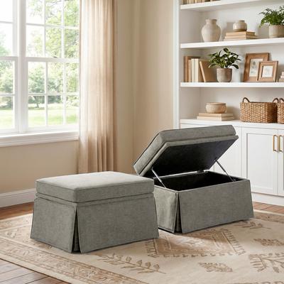 Uixe Set of 2 Cheille Skirted Rectangular Flip-Top Storage Ottoman