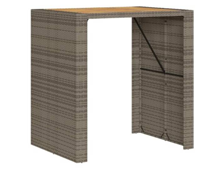 POUFGDR Bartisch, Garten, Polyrattan, 105 cm Oberseite aus Acacia, Stahlrahmen, wetterfest, für Terrasse im Außenbereich