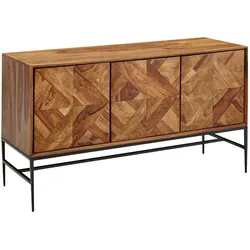 WOHNLING Sideboard 123x70x45 cm Sheesham Massivholz / Metall