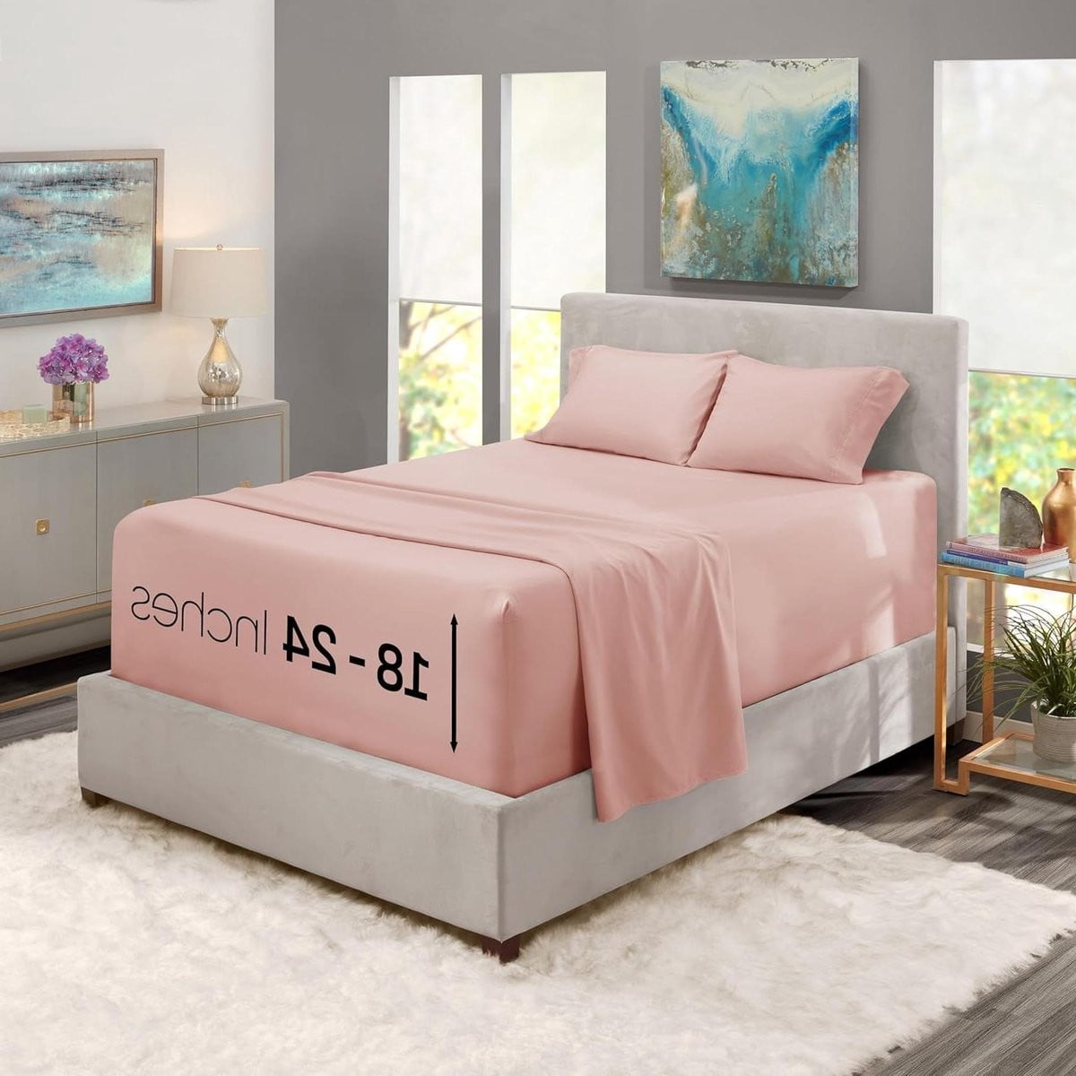 Hoeslakens Set Twin XL voor Diepe Matrassen - Perzik Beige