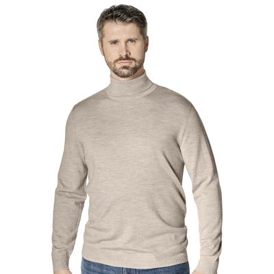 Rollkragenpullover VENTI "VENTI Rollkragenpullover uni", Herren, Gr. XL, beige, 100% Wolle, Pullover Rollkragenpullover