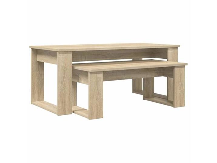 Couchtisch-Set 2er Set Sonoma Eiche 100 x 50 x 42 cm Engineering Holz Rechteckige Tischplatte Elegantes Design Für Wohnzimmer und Ruheraum Einfache Montage Nur Für Den