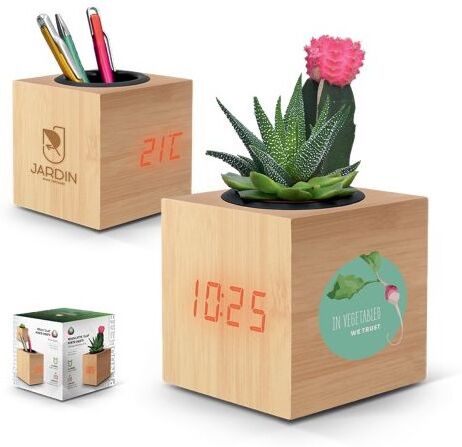 Horloge de bureau multifonctions personnalisable MDF