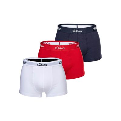 Boxershorts S.OLIVER "Boxershort 3er Pack", Herren, Gr. L, bunt (rot, marine, weiß), Obermaterial: 92% Baumwolle CO. 8% Elasthan EL., Unterhosen