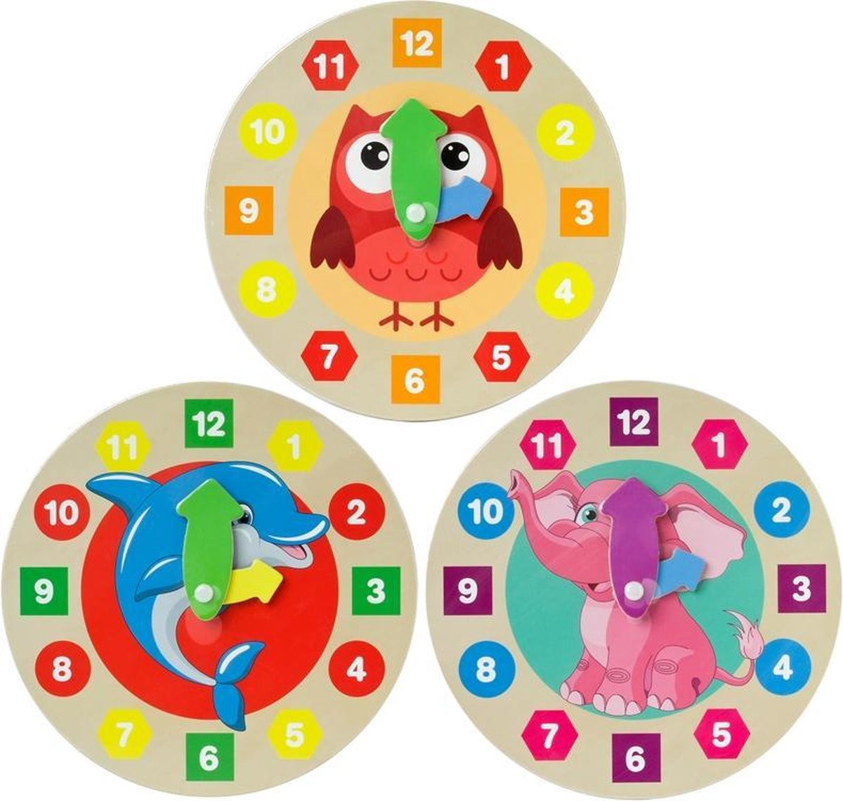 Grafix Houten Klok met Leren Wijzerplaat - Doorsnede: 20 cm