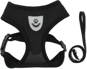 Multisell Products Hub Adjustable Summer Cat & Dog Harness Leash Breathable, Reflective Polyester Vest For Small Pets, Comfortable black s