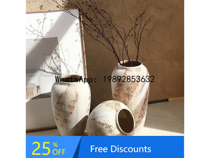 Vase en céramique de Style chinois Vintage, nouveau Style Wabi-Sabi, ornement décoratif haut de gamme pour salon