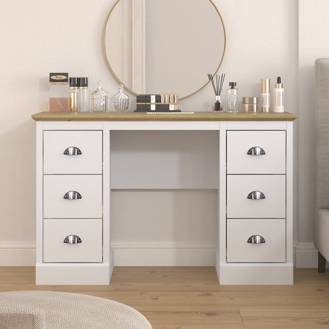 August Grove Sufy Benniton 6 Drawers Dressing Table White 76.4cm H X 119.5cm W X 39.8cm D