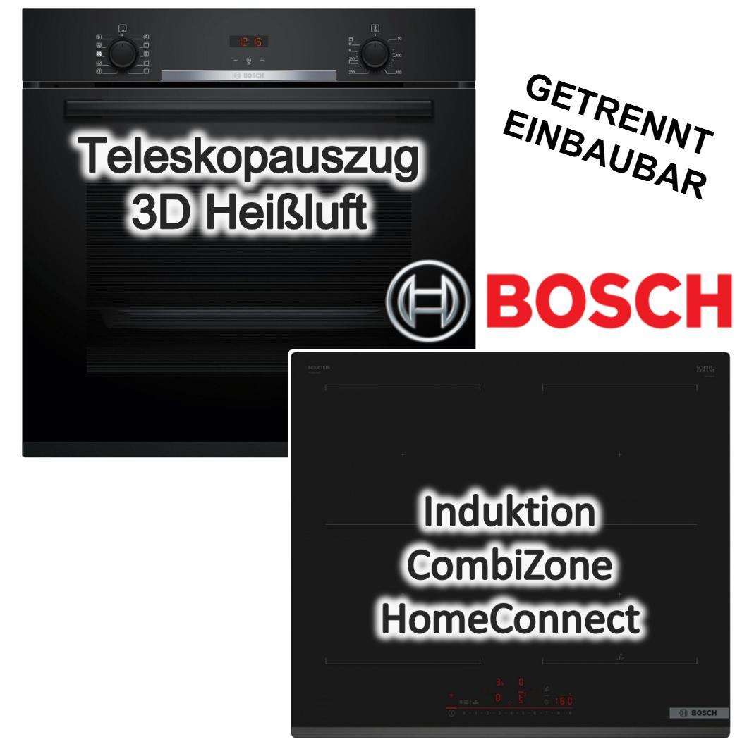 Herdset BOSCH Backofen Dampfbackofen Teleskopauszug + Induktionskochfeld CombiZone autark 60 cm