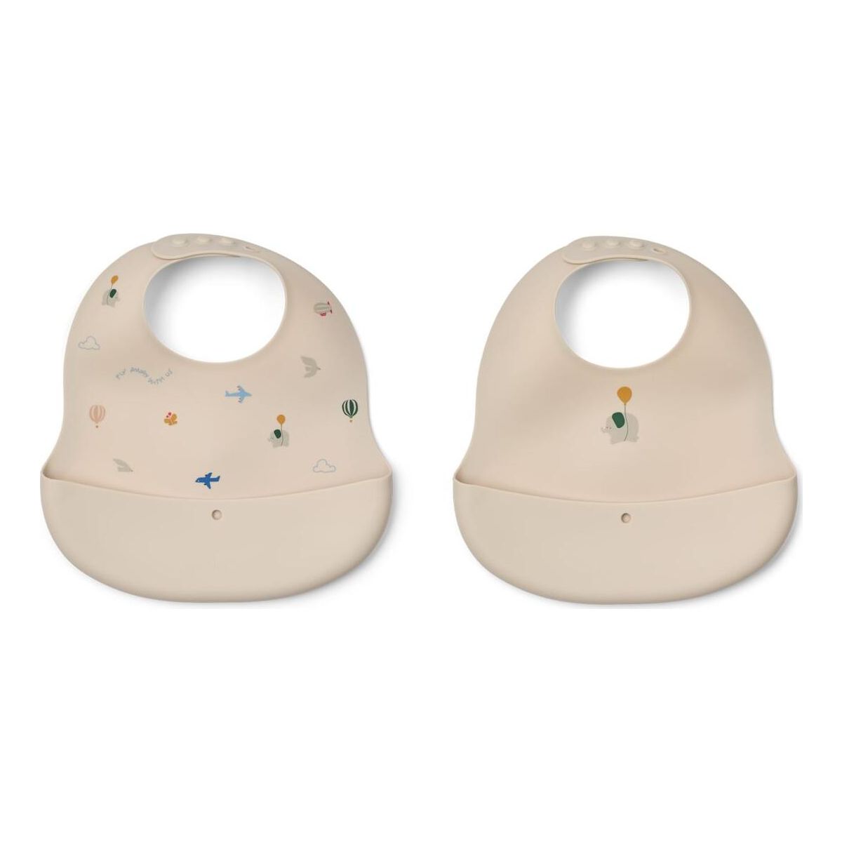 Liewood Ember Printed Bib 2-pack flying / sandy (2919) ONE SIZE LW20119-2919-ONE SIZE-CU