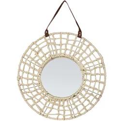 WANDSPIEGEL Papiergeflecht natürlich rund 60 cm Palaci