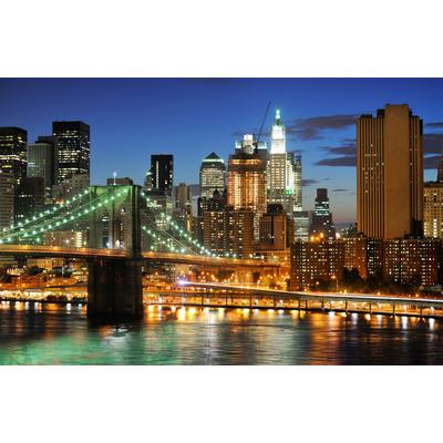 Fototapete PAPERMOON "BROOKLYN BRIDGE-NEW YORK CITY MANHATTAN TIMES SQUARE", bunt, B:2,5m L:1,86m, Vlies, Tapeten