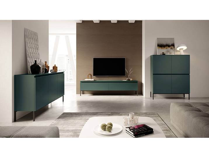 TV-Lowboard Bemmi Front: MDF Mitteldichte Holzfaserplatte , beschichtet Korpus: Spanplatte, beschichtet Grün/Dunkelgrün 150cm