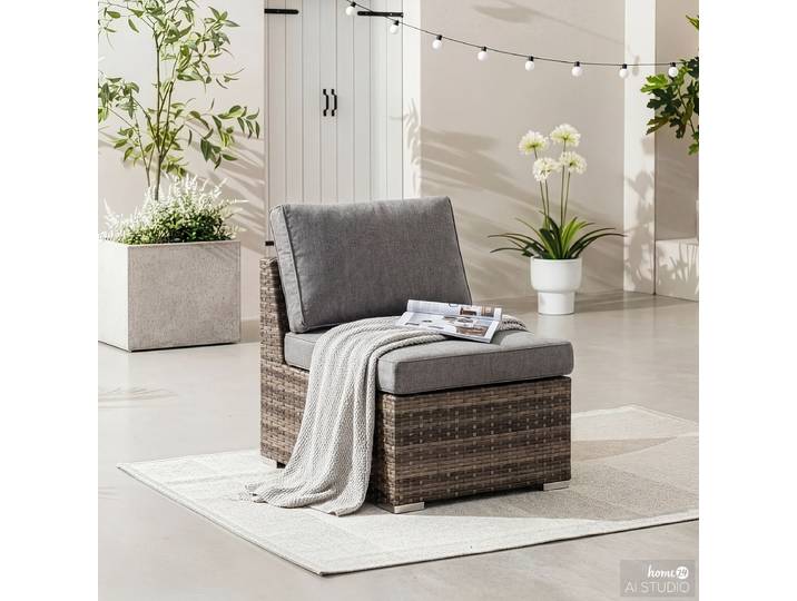 Loungeelement aus Polyrattan 57 x 79 x 74cm Grau