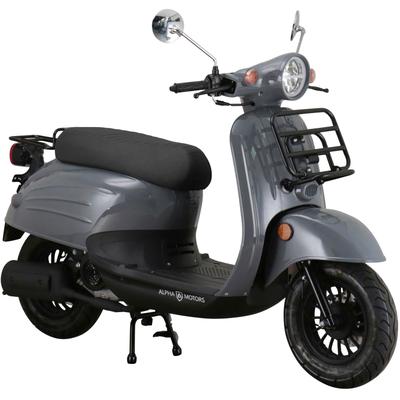Motorroller ALPHA MOTORS "Adria", grau (mattgrau, schwarz), Motorroller, ohne Topcase, 45 km/h, mit Lenkerschloss, B:67cm H:108cm L:175cm