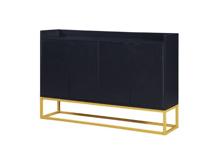 EXTSUD Sideboard Modernes Sideboard 4-türig, grifflos, verstellbare Regale, Weiß, Modernes Design griffloser Schrank verstellbare Regale stabile
