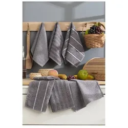 Aucune, Handtücher, Set mit 6 Badetüchern – 30 x 50 cm – Anthrazitgrau (30 x 50 cm)