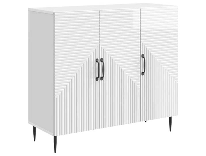 KKgypkn Sideboard Hochglanz Weiß 89 x 34,5 x 80 cm Holzwerkstoff Vintage Design, 90-Grad-Türmechanismus, pflegeleichte Oberfläche, stabiles Regal
