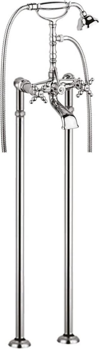 Casa Padrino Jugendstil Badewannen Armatur Silber H. 105,5 cm - Nostalgische Badezimmer Badewannen Armatur mit Brause und Standfüßen